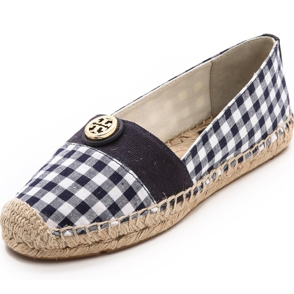 Tory Burch Beacher Brigh Navy Espidrilles Flats Jute Leather Designer #714